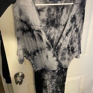 Black and Gray Tie-Dye Romper
